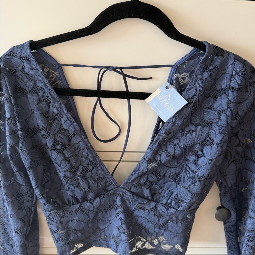 NWT Blue Lace Crop Top
